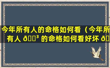 今年所有人的命格如何看（今年所有人 🐳 的命格如何看好坏 💐 ）